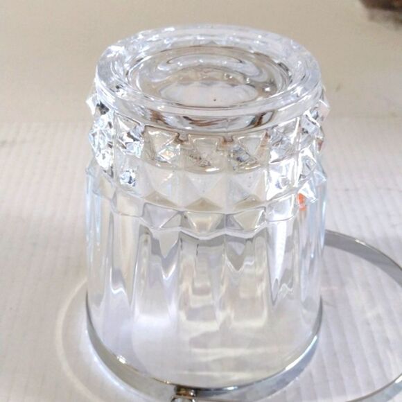 Cristal d'Arques Small Ice‎ Bucket  Lead Crystal Silverplate Handle - Picture 6 of 8
